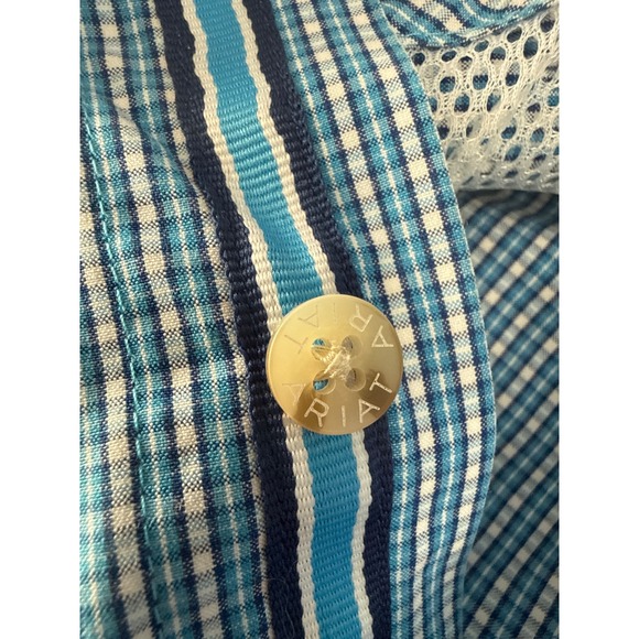 Ariat Pro Series Mens Blue Gingham Long Sleeve Button Down Shirt Small 10013022 - Picture 8 of 12